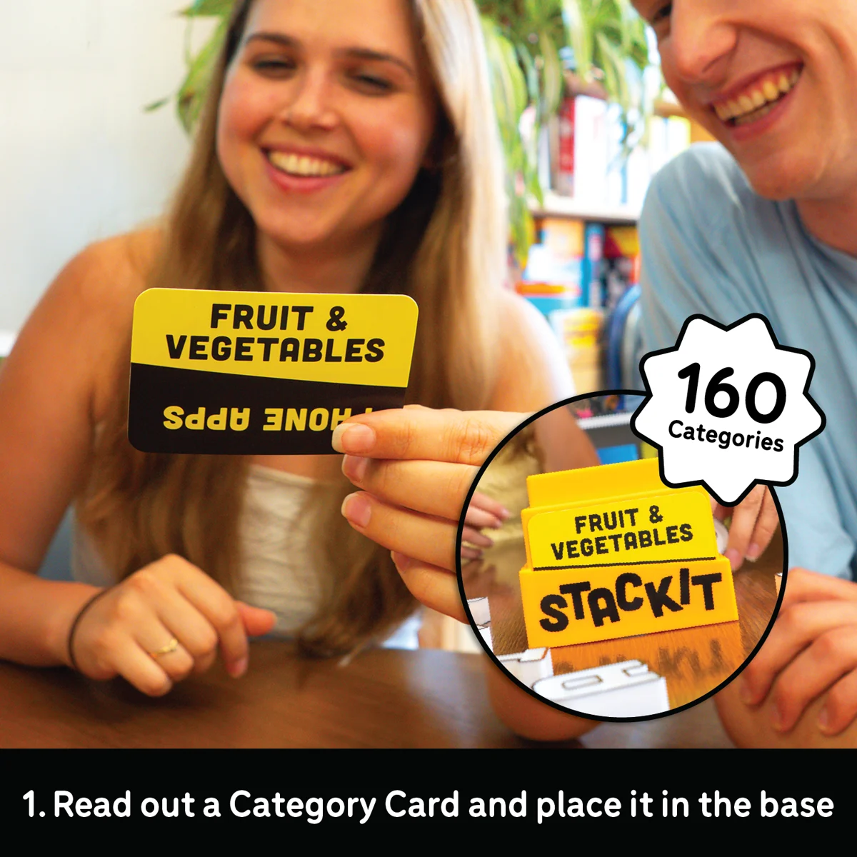 Read out a category card and place it in the base